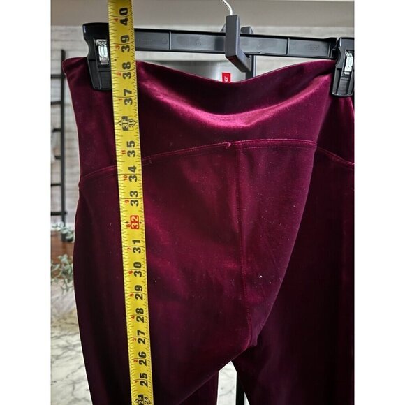 Spanx Velvet Velour Burgundy High Waisted Leggings Womens Size L - Picture 5 of 6
